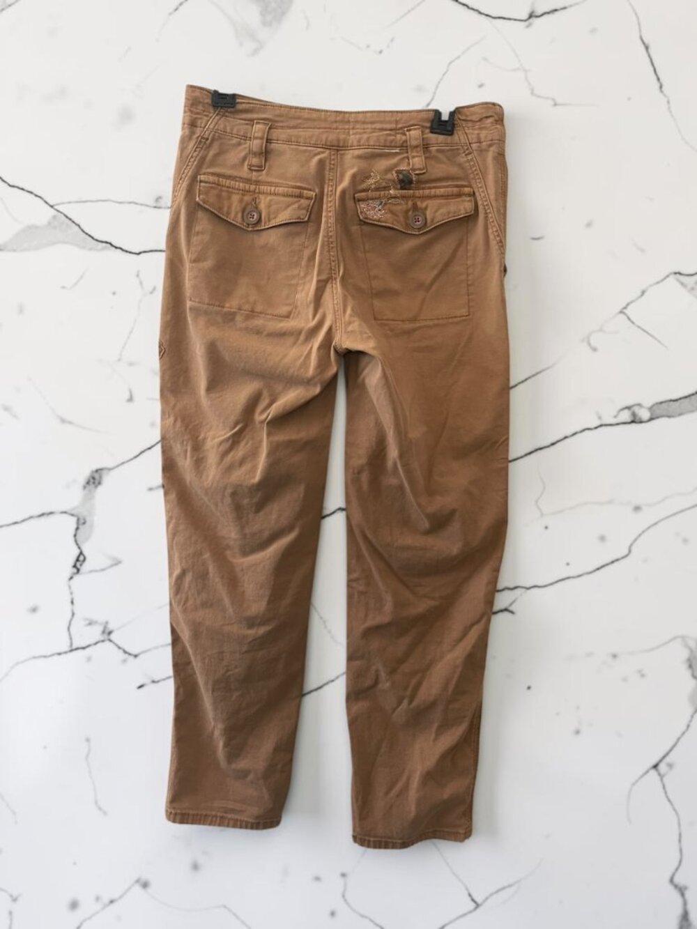 Anthropologie Wanderer Embroidered Cargo Pants Size 26 Brown Floral Utility - Picture 3 of 3